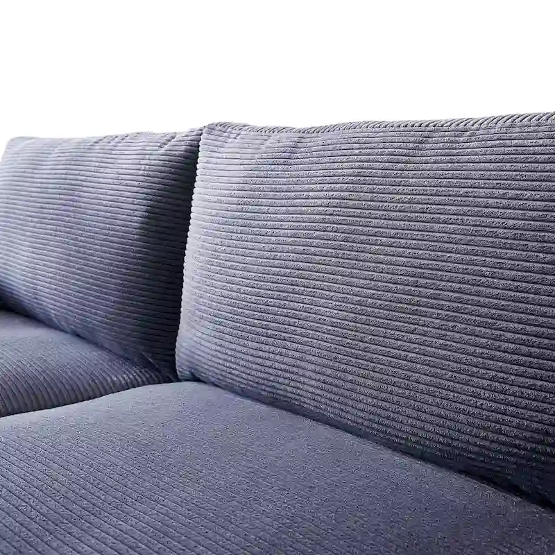 Mid-Century Modern Upholstered Sofa Couch with Rolled Pillows