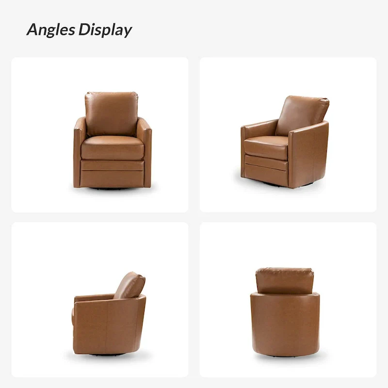 Navy/Turquoise/Green/Camel/Brown/Black/Ivory/Grey Faux Leather Swivel Barrel Accent Chair — 1-Seat