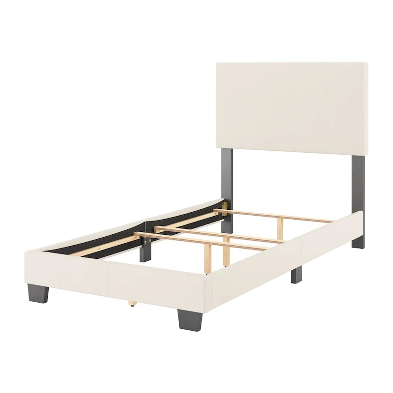 Nova Upholstered Modern Boucle Bed, Box Spring Required