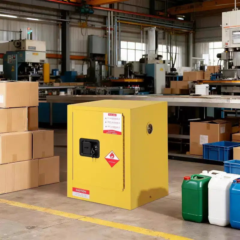 4-Gallon Fireproof Safety Cabinet - Double-Wall Steel, Adjustable Shelf, 3-Point Lock