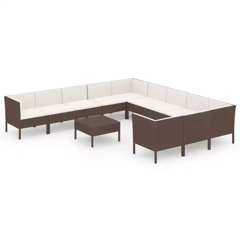 vidaXL Garden Lounge Set Patio Sectional Sofa Couch Outdoor Poly Rattan Brown