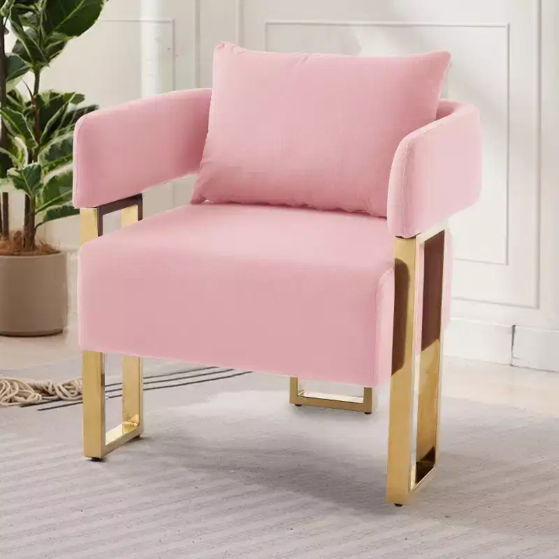 Set of 2 Modern Upholstered Accent Chairs with Gold Square Metal Legs & Foam Cushion, 26