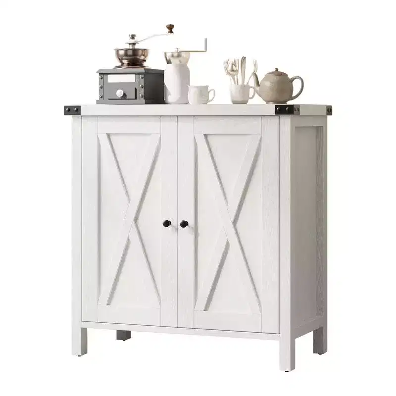 Farmhouse Storage Cabinet 15.7 x 30 x 31.5, Sideboard Buffet Cabinet with 2 Doors and Adjustable Shelves
