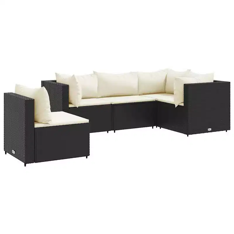 vidaXL Patio Lounge Set with Cushions Sectional Sofa Garden Backyard Poly Rattan