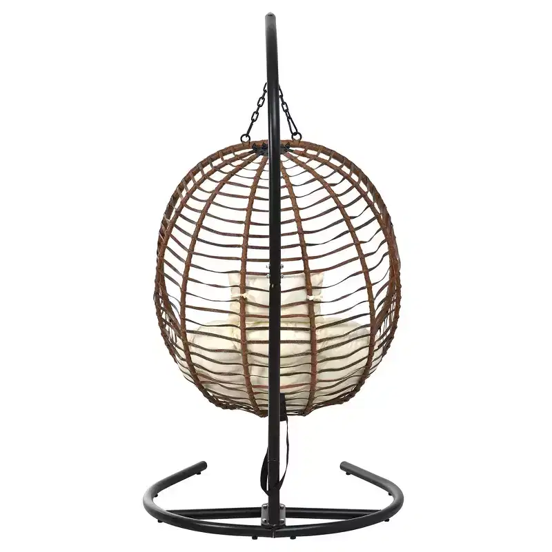 Whisen Single Person Folding Egg Chair with Stand, Hammock Swing Chair with Adjustable Anti-Slip Feet