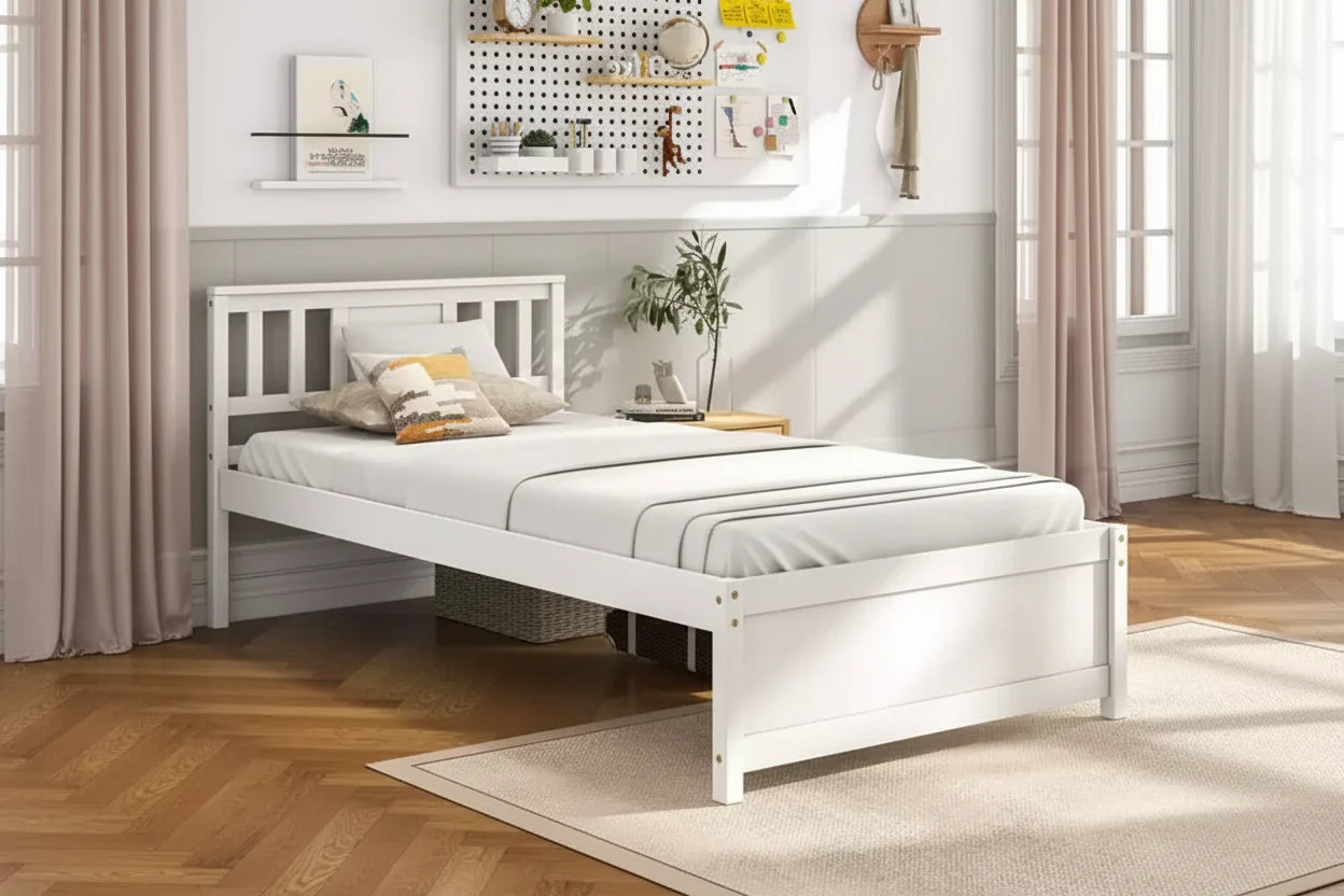 Twin / Full / Queen Size Bed Frame with Headboard & Wood Slat Support – No Box Spring Needed