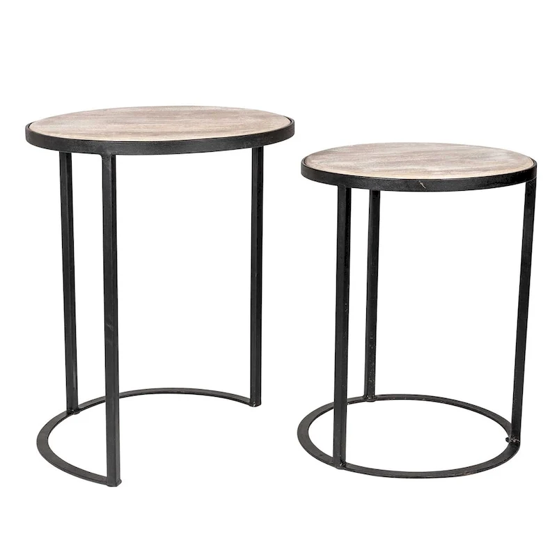 Natural Wood And Iron Nesting Accent Tables (Set of 2) by East at Main