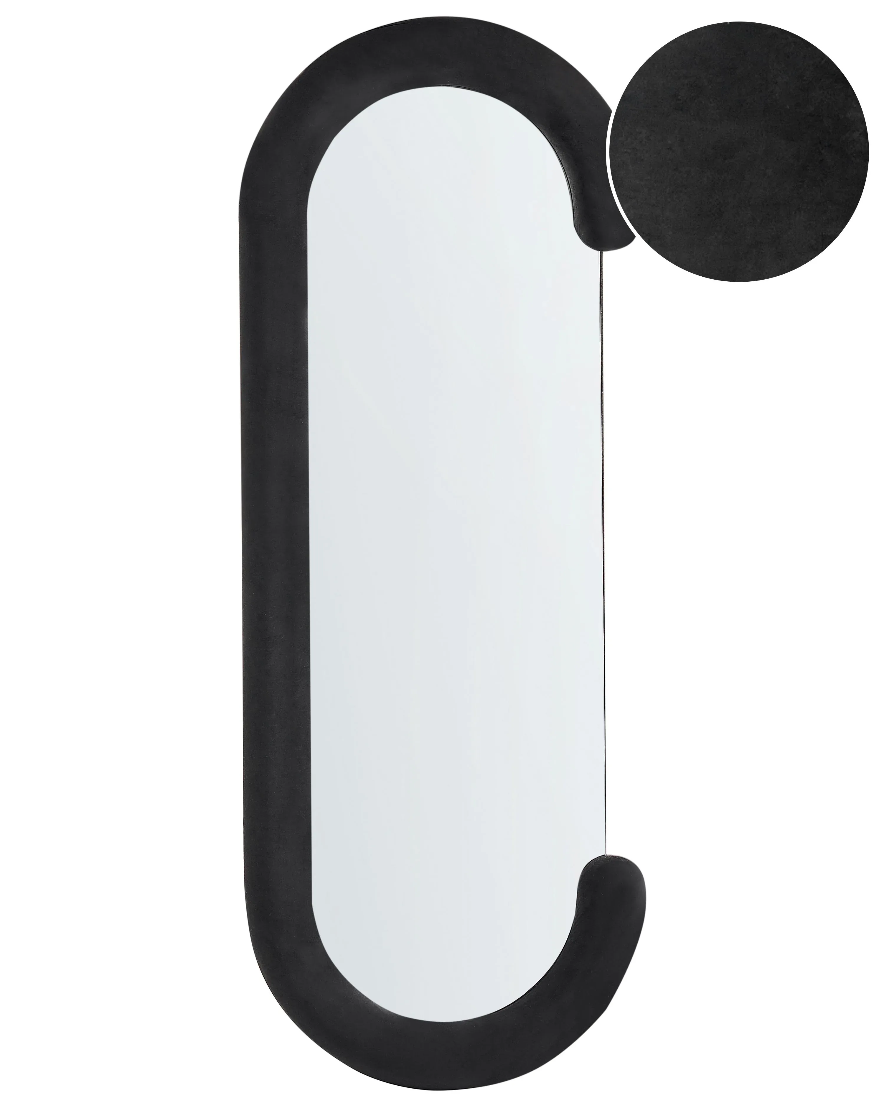 Specchio Ovale Velluto Nero 54x158 cm
