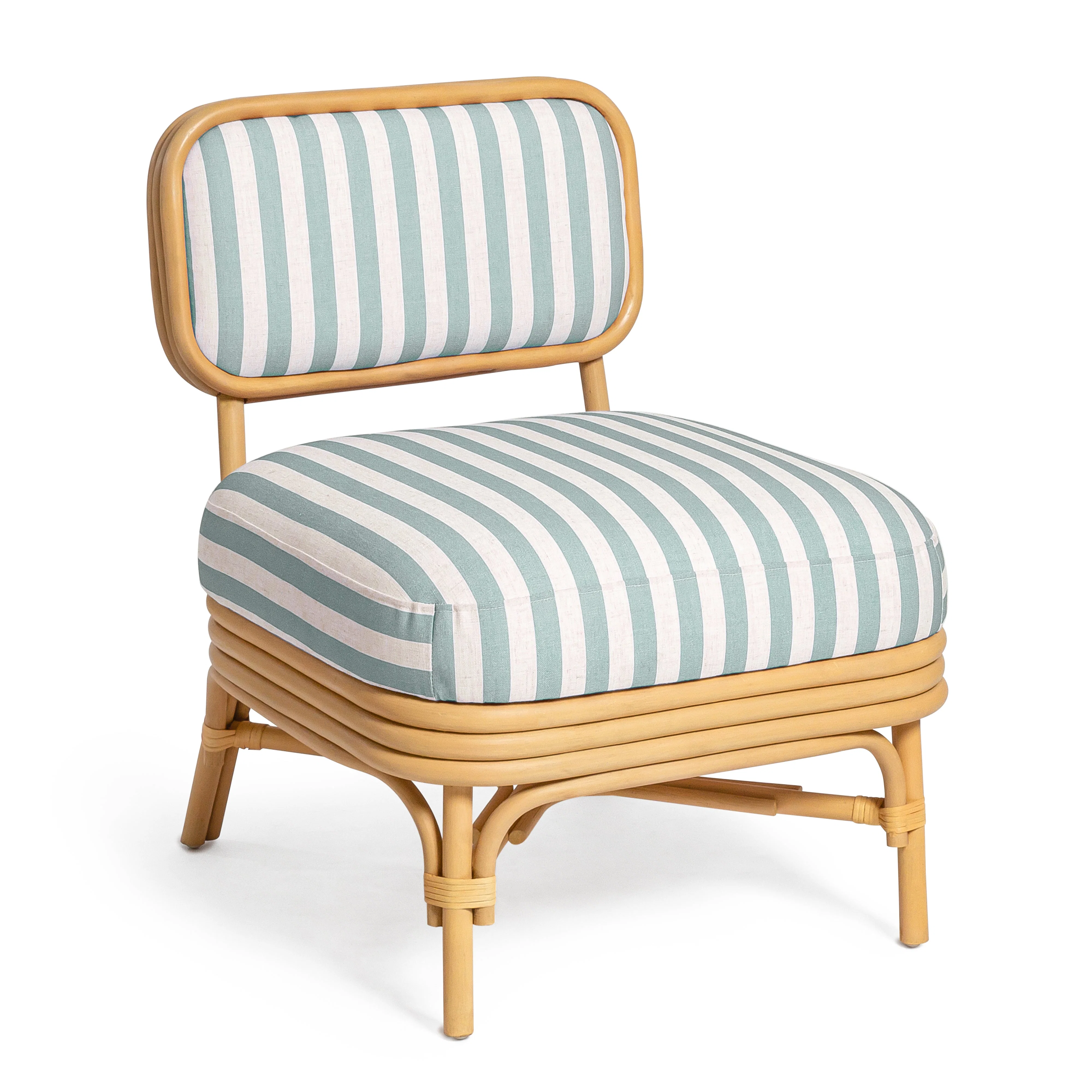 Dorine Striped Performance Linen & Rattan Accent Chair