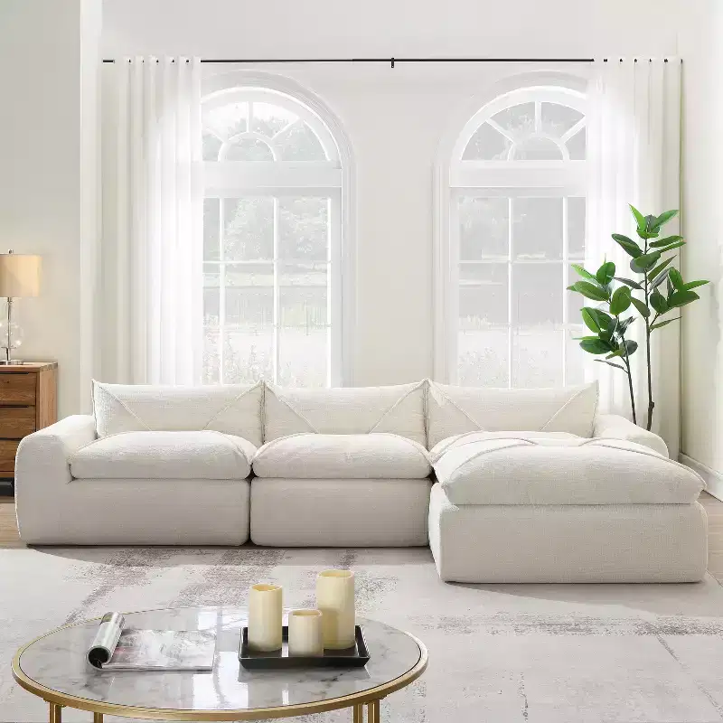 Whisen 116 Modular 4-Seat Sofa Bed, Spacious Foam Filled, Elderly/Baby Safe, No Assembly, Free Combination