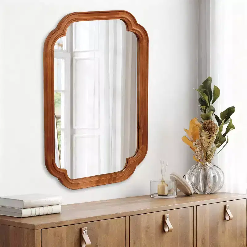 24 x 36 Wall Mirror with Solid Wood Frame, Rounded Corners, Decorative Mirror for Bathroom, Bedroom, Living Room, Entryway-Panipeachy