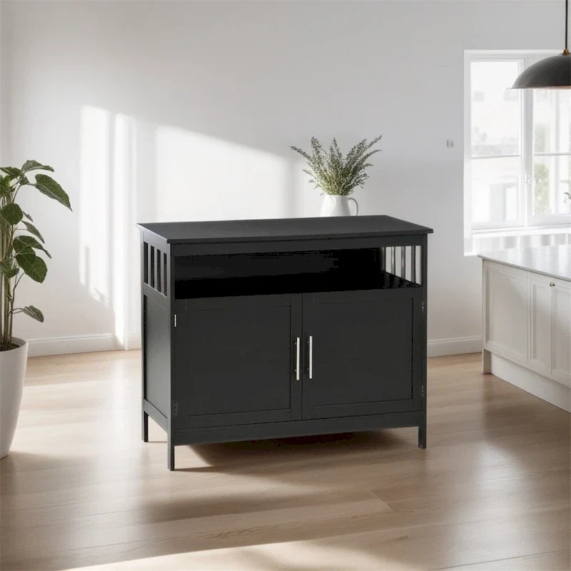 Wood Buffet Cabinet with Shelf and Magnet Door