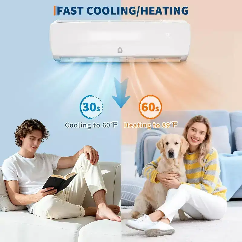 12000 BTU Mini Split AC & Heater  21 SEER2 Inverter, Ductless Wall-Mounted, 230V, WiFi/Remote, R32, ECO, Dehumidify, 24H Timer, High-Speed Cooling