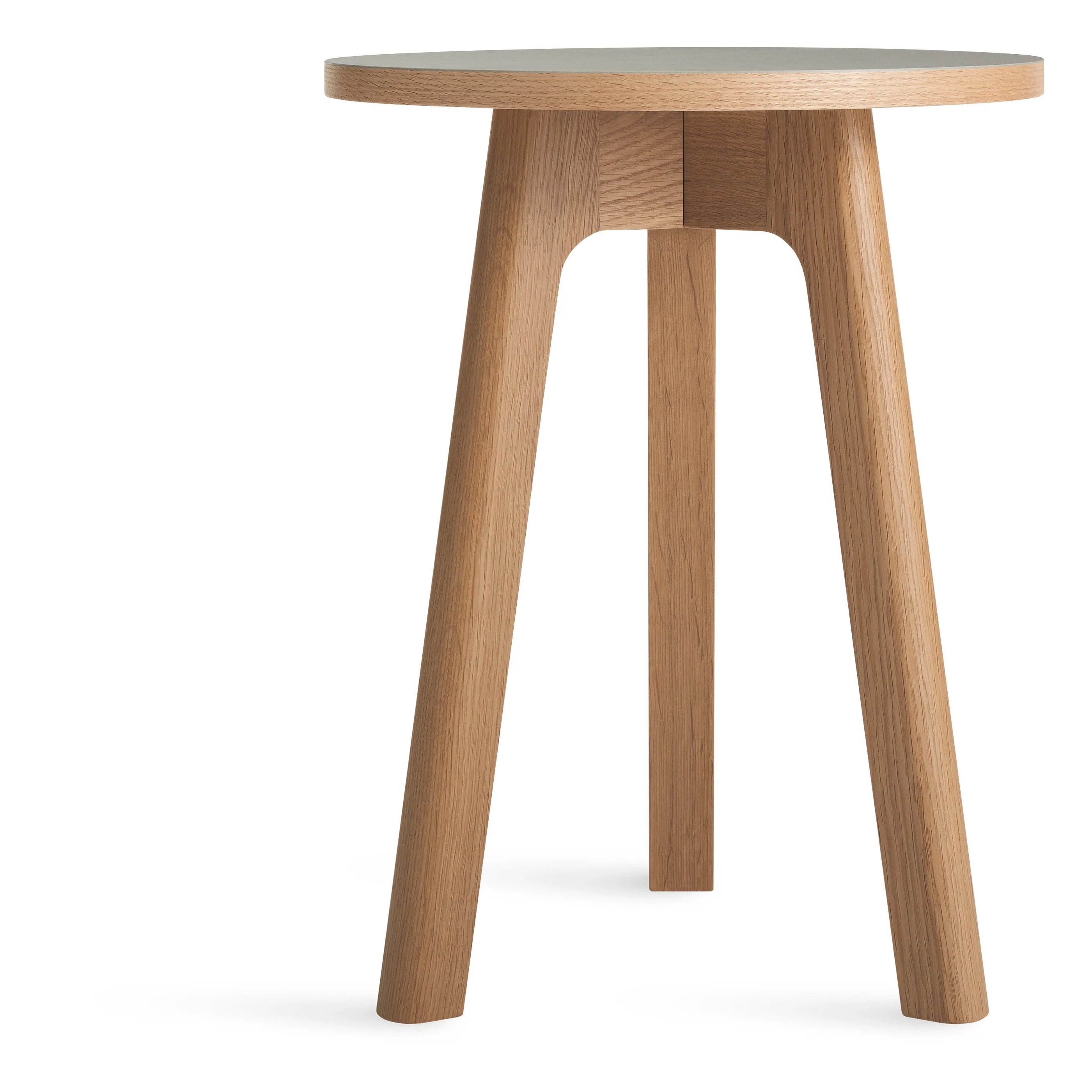 Playful Putty White Oak Wood End Table with Tripod Legs for Living Room