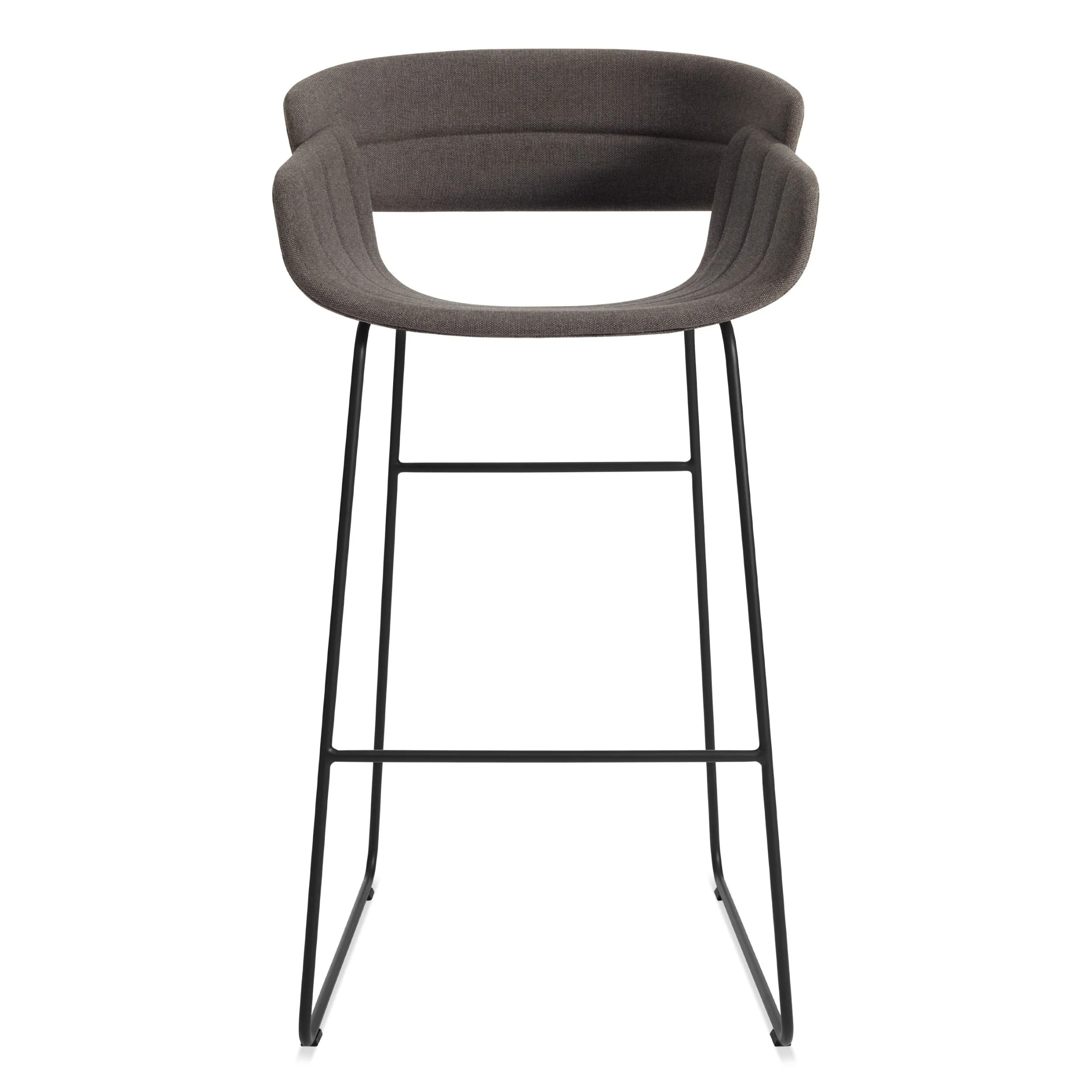 Modern Olive Velvet Counter Stool with Channel-Stitch Detail for Kitchen