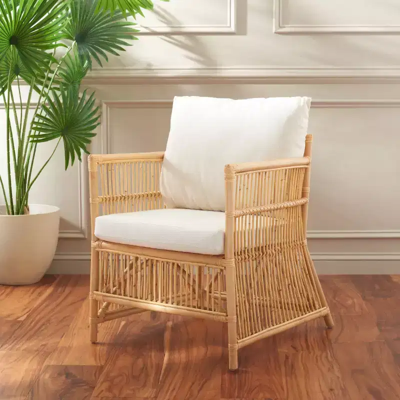 Alvis Accent Chair W/ Cushion - ACH6522A - White/Natural - Safavieh