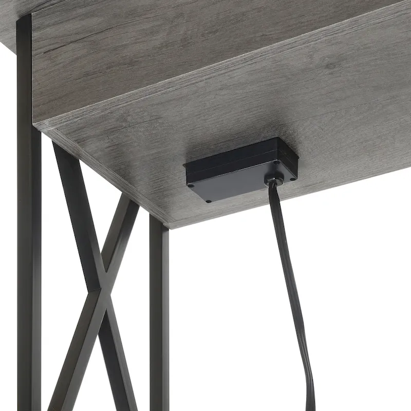 Convenience Concepts Tucson Flip Top End Table with Charging Station and Shelf