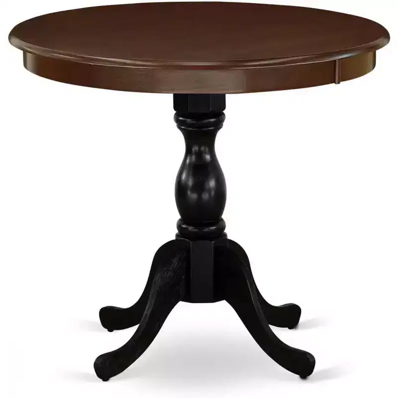 HomeStock Modern Round Table Table Top Surface and Asian Wood Dining Table Pedestal Legs