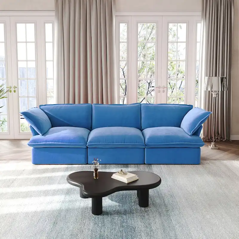 Modular Sectional Sofa Couch, 122.82 Velvet 3 Seater Sofa