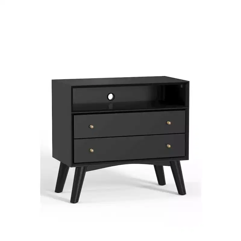 Alpine Furniture,Flynn Large Nightstand, Black