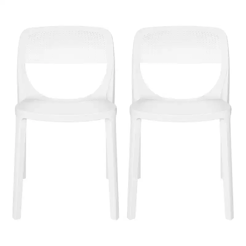 WestinTrends Playa Modern Stackable Plastic Resin Patio Dining Side Chair (Set of 2)