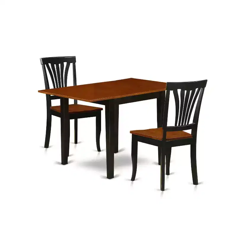 HomeStock 3-Piece Black and Cherry Finish Solid Wood Top Dining Table Set