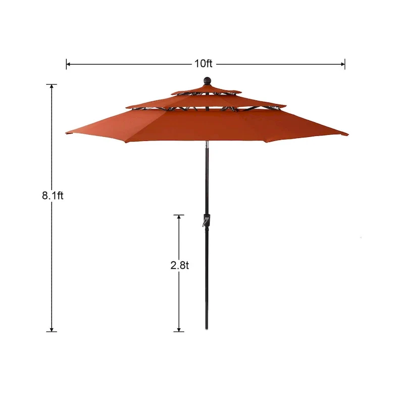 MAISON ARTS 6-Piece Metal Patio Dining Set: 4 Swivel Chairs, 1 Steel Frame Square 37 Table and 1x10ft 3-Tier Red Umbrella