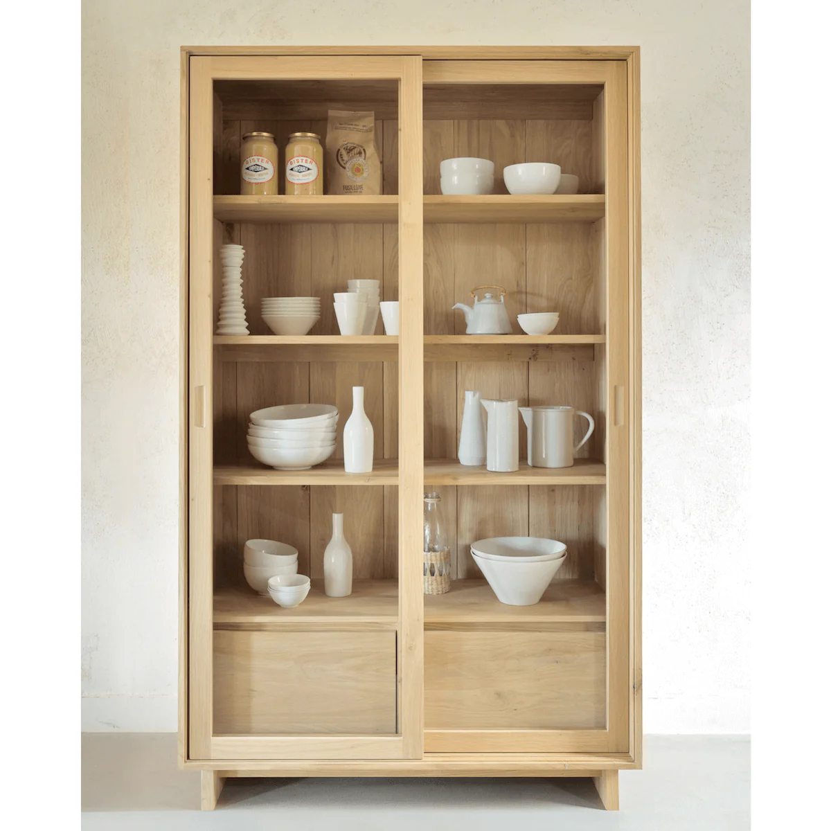 Natural Oak Storage Cabinet with Storage for Office