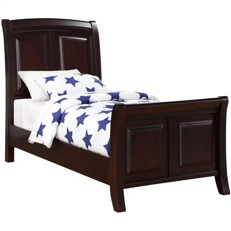 Ashford Transitional Sleigh Panel Bed - Raised Panel, Dark Finish