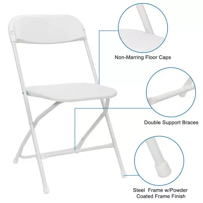 Karl Home|White Plastic Folding Chair (Set of 4)