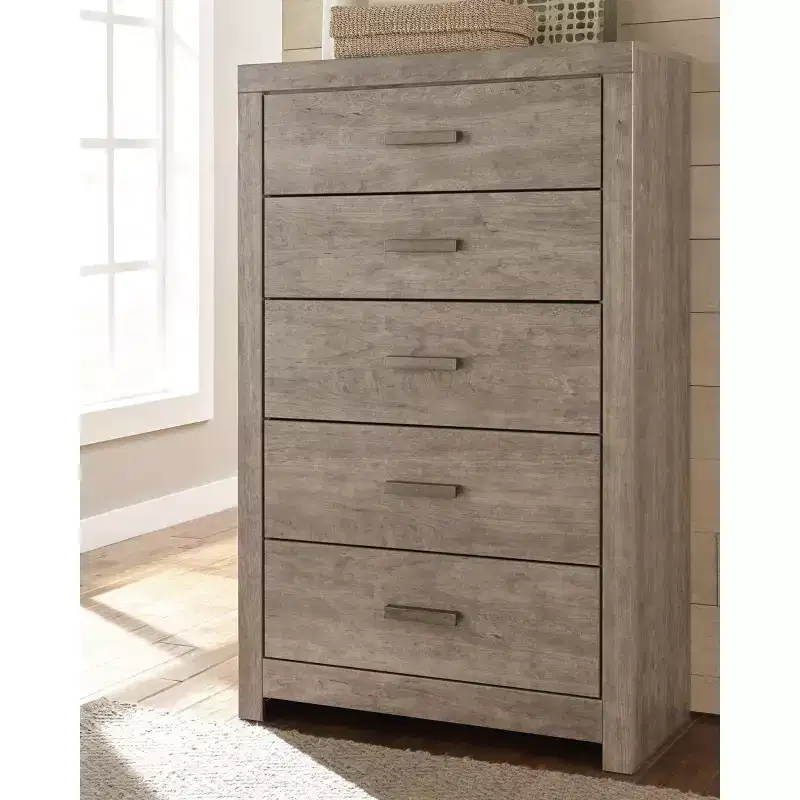 5-Drawer Chest of Drawers, Gray Weathered Driftwood Finish