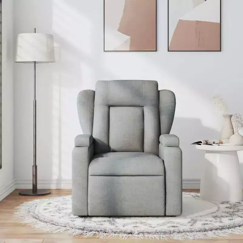 vidaXL Light Gray Fabric Recliner Chair - 6-Point Vibration Massage, Adjustable Backrest & Footrest