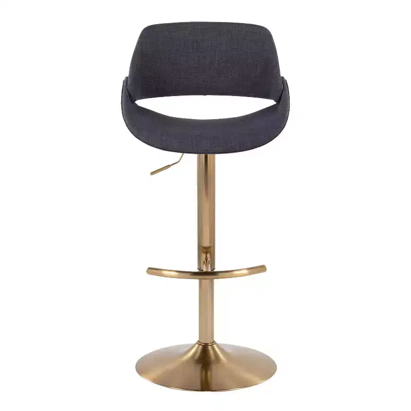 LumiSource Set of 2 Fabrico Adjustable Barstools Gold/Charcoal Fabric