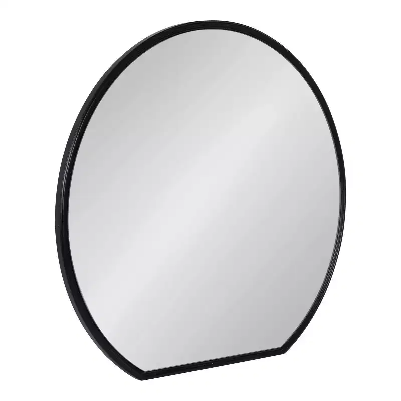 24 x 23 Caskill Flat Circle Decorative Wall Mirror Black - Kate & Laurel All Things Decor: Modern Style, MDF Frame, No Assembly Required
