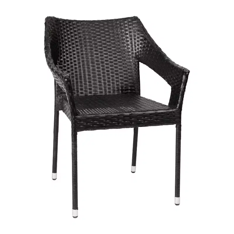 Emma and Oliver All-Weather Indoor/Outdoor Stacking Patio Dining Chairs with Steel Frame and Weather Resistant PE Rattan