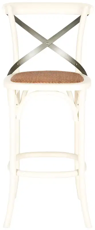 X-Back Bar Stool - Antique White Birch Wood, 44.1