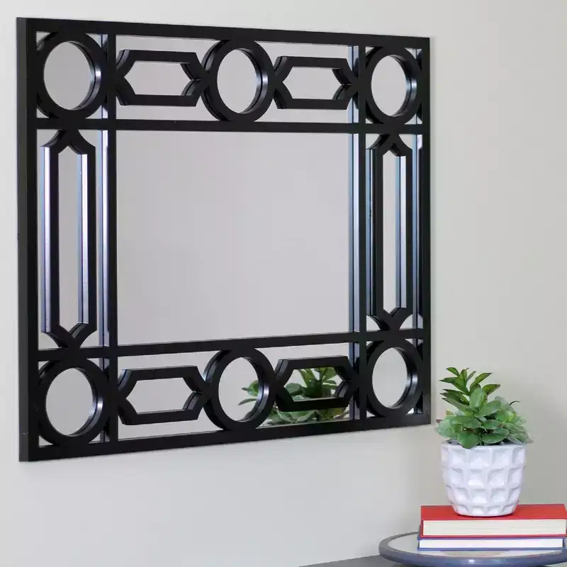 Black Framed Geometric Rectangular Wall Mirror - 29.5