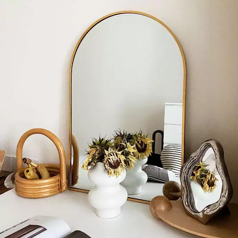 Aluminum Alloy Arched Wall Mirror Gold 20