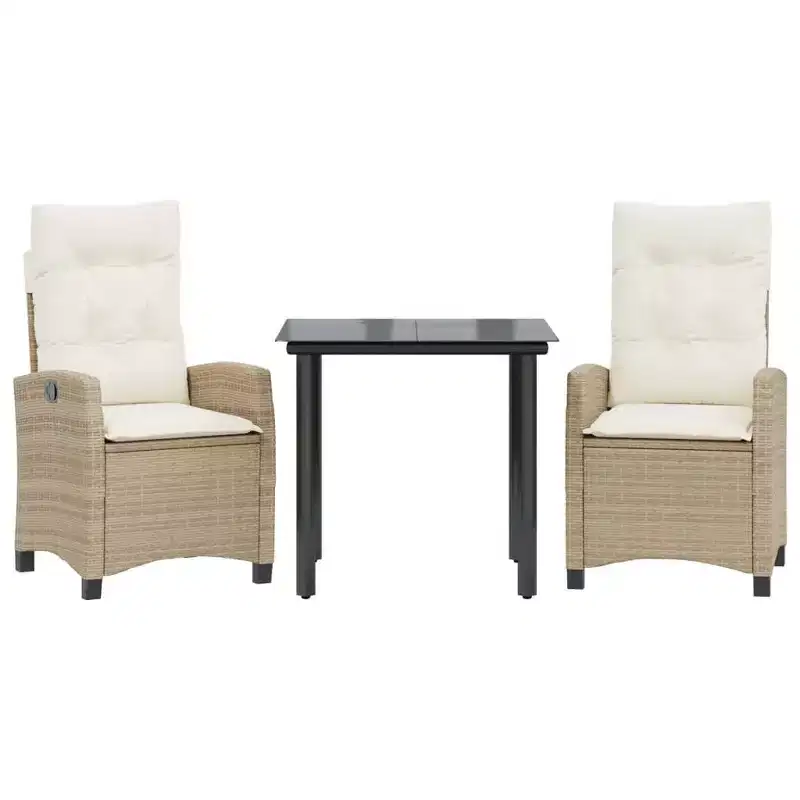 vidaXL Garden Dining Set with Cushions - Poly Rattan Outdoor Furniture