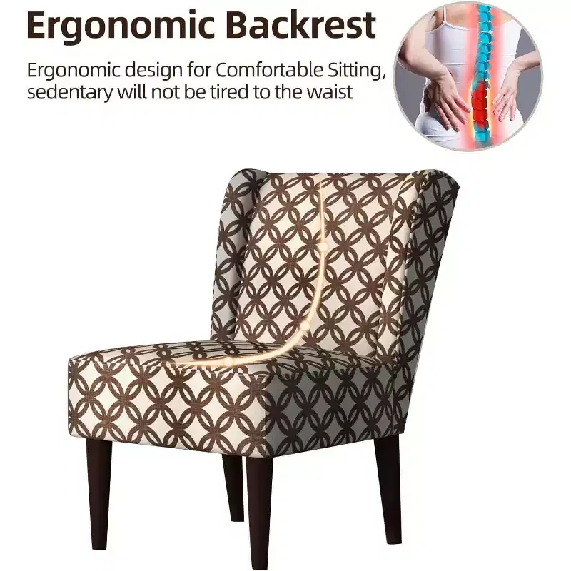 Mid-Century Wingback Fabric Accent Chair with 9