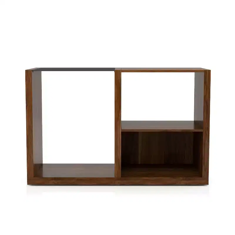 Glena Tempered Glass Insert Console Table Dark Walnut - miBasics