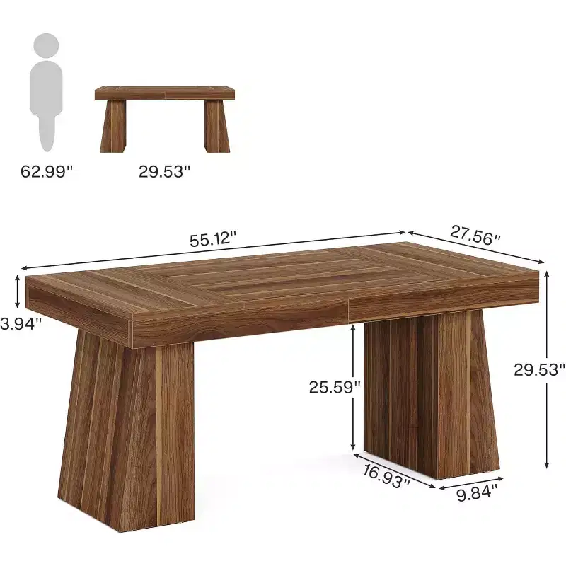 Lantine 55 Inches Home Office Executive Desk with Double Trapezoid Base