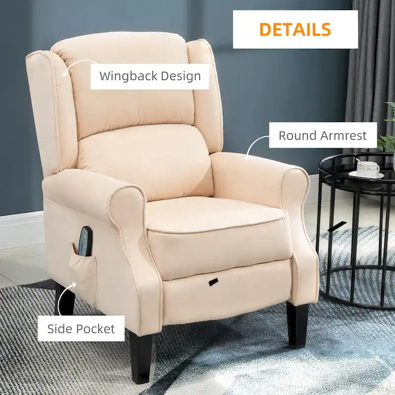 Heated Massage Recliner Chair with Lumbar Heating & Remote Controller