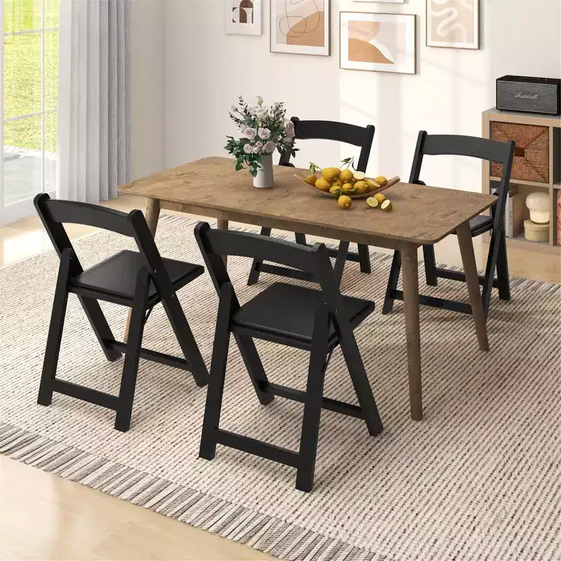 4 Dining Chairs w/ Rubber Wood Legs & Padded Seat for Home Office Events
