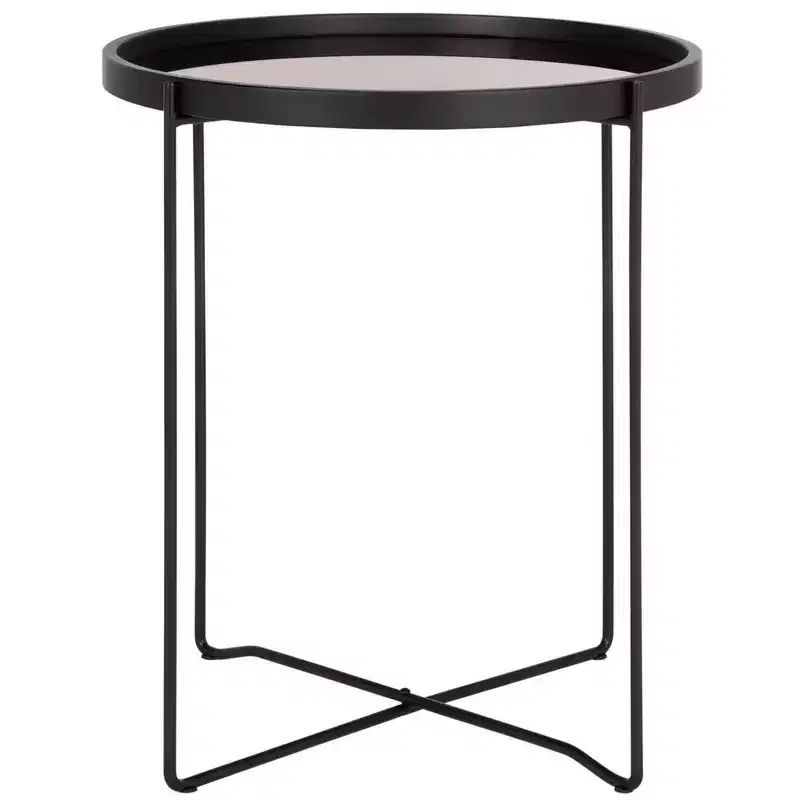 Small Round Tray Top Accent Table - ACC4206A - Rose Gold/Black