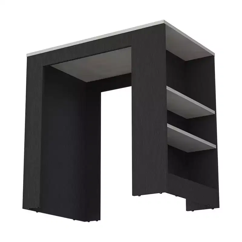 Okak Modern Kitchen Island with Counter Height Table Top, Kitchen Island Table with 3 Side Shelves, Countertop Organizer for Kitchen