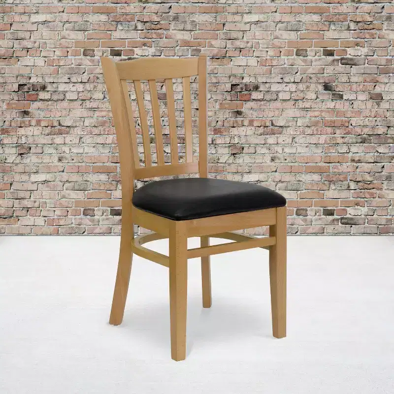 Vertical Slat Back Wooden Restaurant Chair