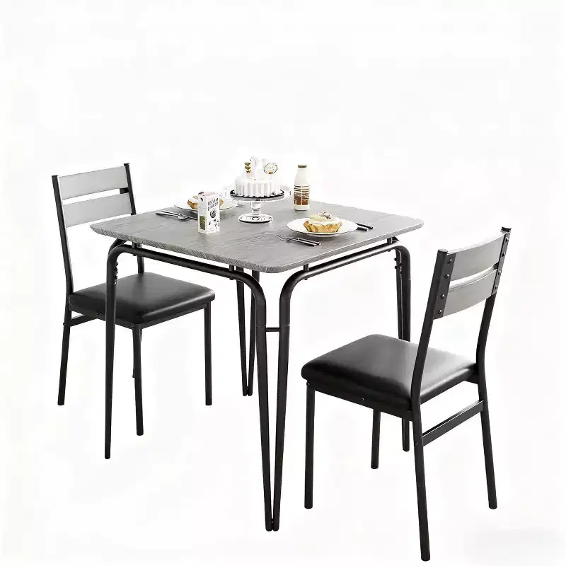 3 Piece Dining Table Set - Square Kitchen Table with Upholstered Chair for 2, Modern Small Apartment Dining Set for Apartment
