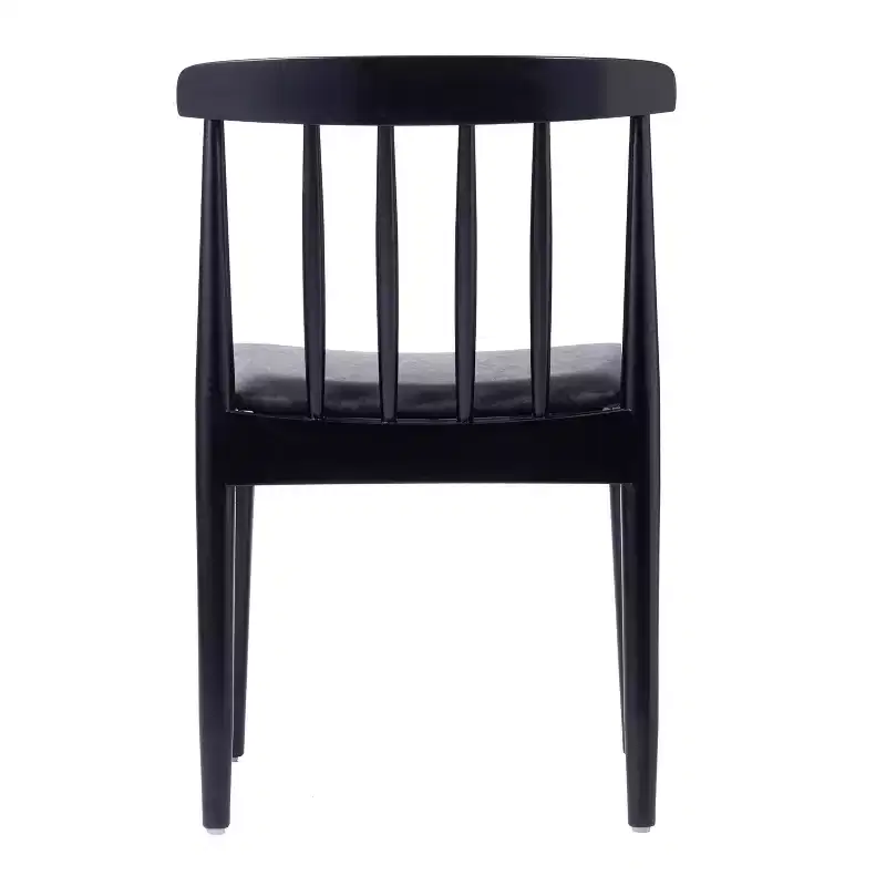 Set of 2 Solid Beechwood Dining Chairs Spindle Backrest Padded Vinyl Seat 500 lbs