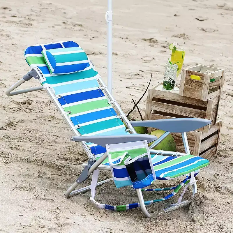 5 Reclining Positions, Lightweight Folding Outdoor Lounge, Portable Backpack Beach Chair 2 Pack  300lbs Capacity, Backpack Straps